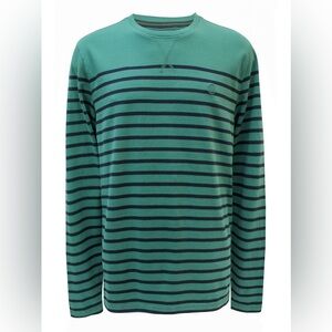 Fat Face Green Striped Long Sleeve Shirt Men's size Large Rugby Polo Preppy